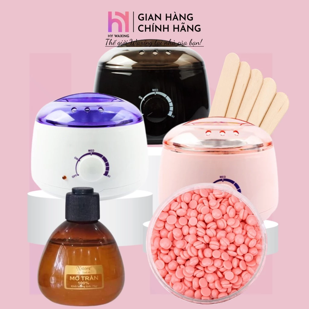 [CHE TÊN] Combo Nồi Nấu Sáp Wax Lông Pro Wax 100 + 100g Sáp+ 75gr Mỡ Trăn Tặng Kèm Que HYWAXING