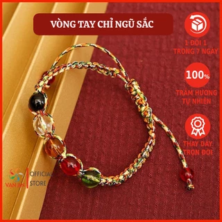 Vòng tay chỉ ngũ sắc phong thủy Tây Tạng, vòng tay ngũ sắc kết hợp 5 hạt đá ngũ sắc ngũ hành cân bằng, mang đến may mắn