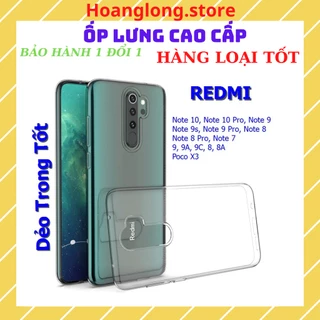 Ốp lưng Xiaomi Redmi dẻo trong suốt 10 9 9A 9c 9T Note 10 10s 9S 9 8 7 Pro 8A 7A