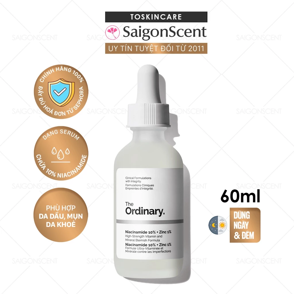 Serum giảm mụn The Ordinary / Niacinamide 10% + Zinc 1% / 60mL