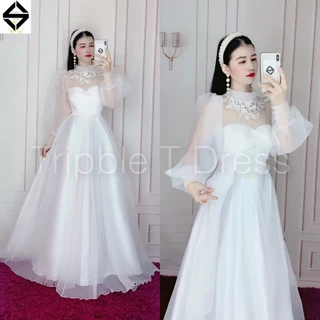 Đầm maxi măc cưới TRIPBLE T DRESS cho dâu xinh đi bàn nhẹ nhàng- size S/M/L - MS314V