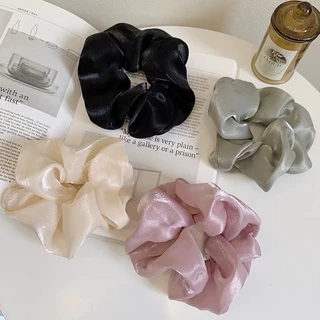 Dây buộc tóc vải scrunchies bóng ánh nhũ nữ tính đáng yêu - K029