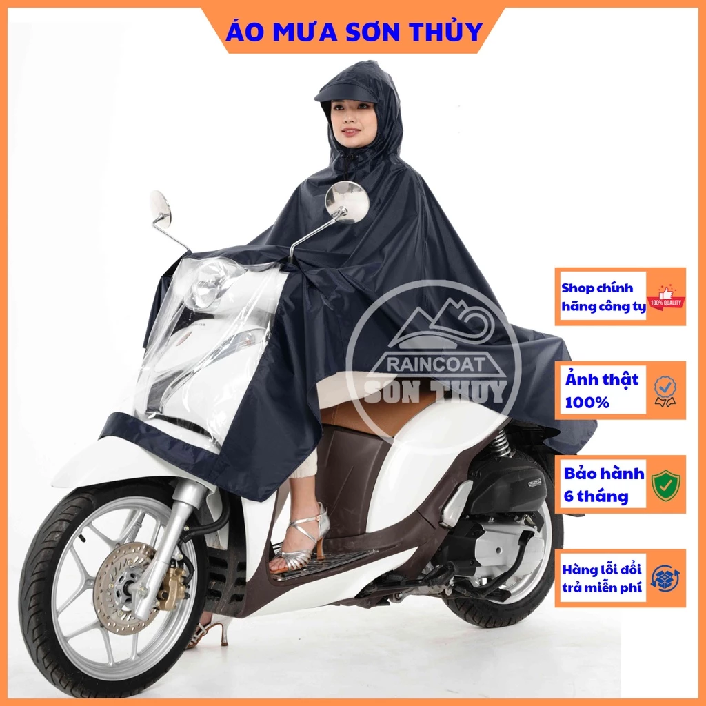 Áo mưa trùm Sơn Thủy - áo mưa choàng vải dù vân tổ ong K7 nhiều màu cho người dưới 1m7- ST4