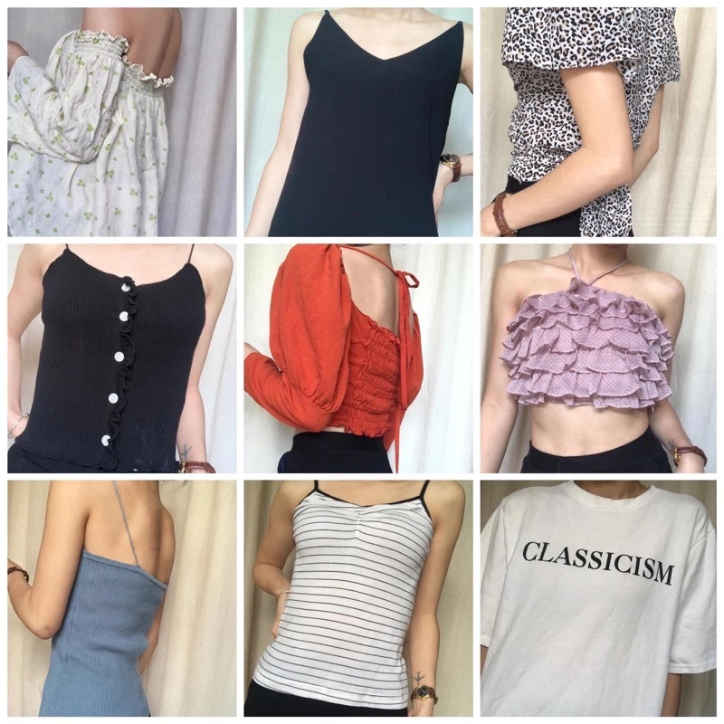 [vui lòng đặt từ 2 sản phẩm] ÁO KIỂU THANH LÝ (hai dây, ba lỗ, cami, tổng hợp đồ nữ lộn xộn)