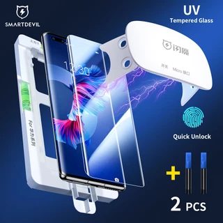 SmartDevil Kính cường lực SmartDevil bảo vệ màn hình UV thích hợp cho HUAWEI Mate 30 40 Pro 40RS 30E P30 P40 P50 Pro