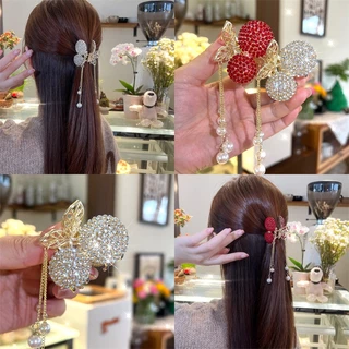 Kẹp tóc LEVAO kiểu quả cherry đính đá dễ thương thời trang dành cho nữ