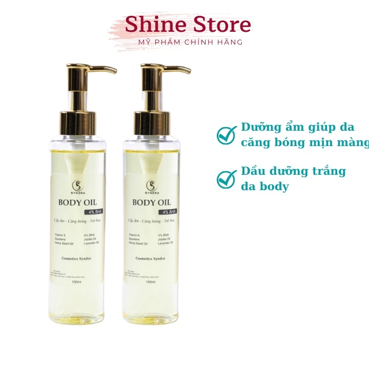 Dầu dưỡng trắng da body oil BHA 4% Dưỡng ẩm giúp da căng bóng mịn màng sáng da