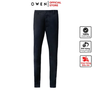 Quần dài kaki nam Owen QKSL221205 khaki công sở cao cấp màu navy đậm dáng slim fit ôm nhẹ vải thô cotton mềm mát dễ chịu