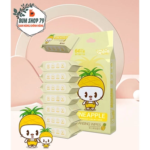 Set 8 khăn giấy ướt Mini bỏ túi siêu đáng yêu nhỏ gọn tiện lợi, Khăn ướt Mini bịch 8 gói hàng nội địa Trung cao cấp