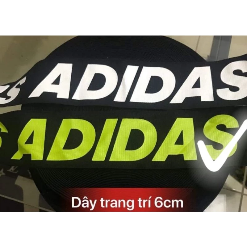 dây viền trang trí quần áo thể thao bản 6cm dây nền đen chữ xanh_ phụ liệu may mặc