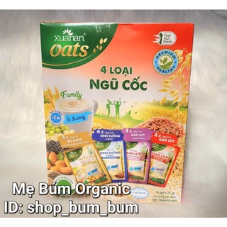 Ngũ cốc yến mạch ít đường và không đường Xuân An - Hộp 400g mix 4 vị (16 gói*25g) - thanh nhẹ, dinh dưỡng, tiện lợi