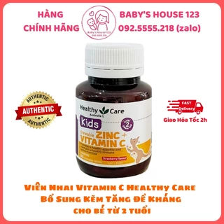 Vitamin C + Zinc Healthy Care Viên Nhai Bổ Sung Kẽm Tăng Đề Kháng Phát Triển Toàn Diện (60 viên vị dâu)