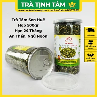 Trà tâm tim sen Huế sấy khô nguyên chất Tịnh Tâm hộp 500gr hàng đẹp loại 1 cao cấp giúp dễ ngủ và ngủ ngon giấc