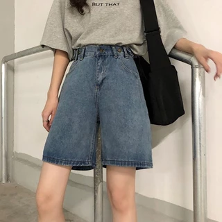 Femininechic Mới Thời Trang Nữ Quần Short Retro Cao Cấp Denim Quần Short Chân Thẳng Quần Jean Rời Đa Năng Quần Short Chân Rộng Cho Nữ