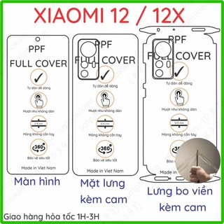 Dán ppf Xiaomi 12, 12x, 12 pro, 12s, 12s pro loại trong, nhám dành cho màn hình, mặt lưng, full viền