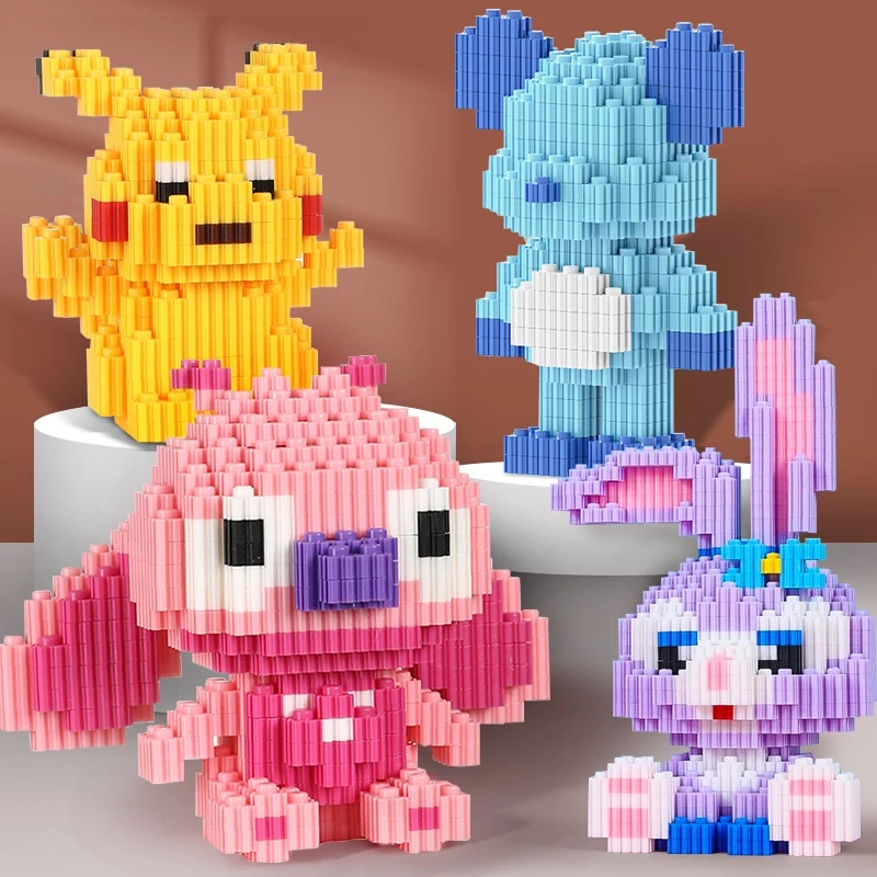 Mô hình mini gấu, pikachu đồ chơi lắp ráp 3D dễ thương cho bé Ledi Toys