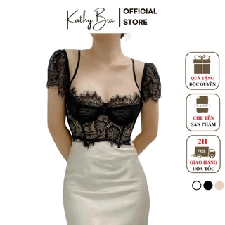 B06 Áo Kiểu Corset Ren KATHY BRA Cao Cấp Mặc Được 3 Kiểu Tay Cánh Tiên Có Gọng Tặng Kèm Mút Rời Siêu Sang Chảnh