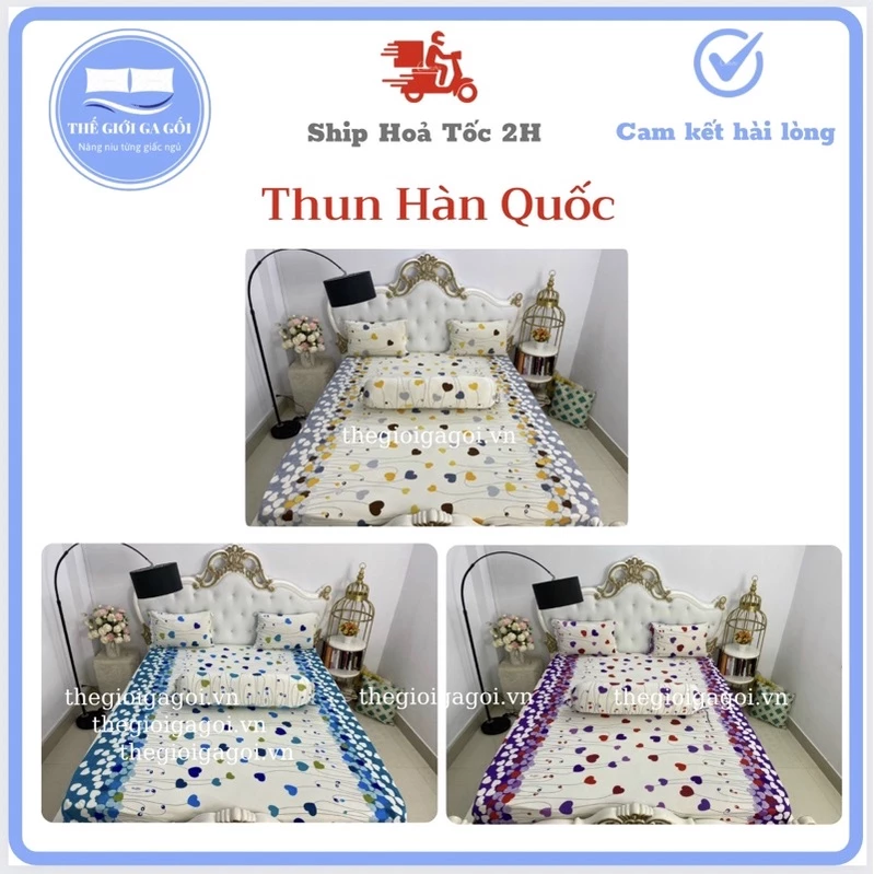 [HCM] Bộ Ga Giường Thun Lạnh Hàn Quốc 4 món ( 1 ga bọc + 2 vỏ gối nằm + 1 vỏ gối ôm)