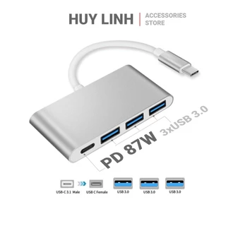 Hub chuyển USB 3.1 Type-C ra 3 cổng USB 3.0 kèm một cổng PD 87W - HL559 4 IN 1