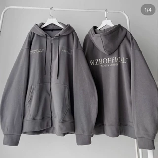 Áo Khoác Nỉ Chữ WZHOFFICAL Cặp Nam Nữ - Hoodie Có Dây Kéo Nón 2 Lớp Kiểu Rộng Unisex -Chống Nắng