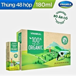 Thùng 48 Hộp Sữa Tươi Tiệt Trùng Vinamilk 100% Organic Không Đường (180ml)