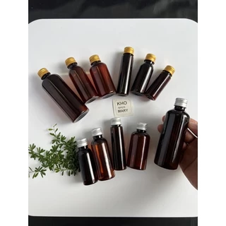 LỌ NHỰA NÂU NẮP NHÔM VÀNG / BẠC CHIẾT MỸ PHẨM - Chai nhựa PET NÚT NHỎ GIỌT nắp lot 20ml / 30ml / 50ml / 100ml / 150ml