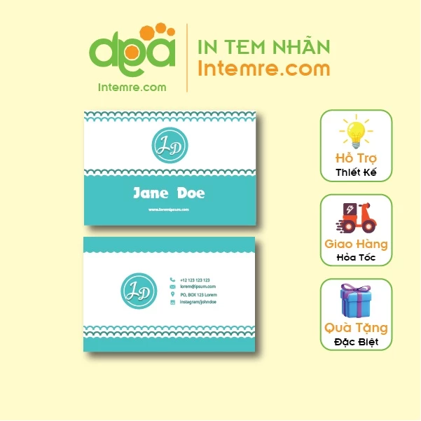 In Namecard, Danh Thiếp, Card Visit Intemre.com Kt: 8.8x5.3cm Sl:1000c