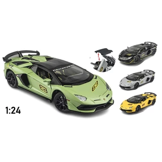 Mô hình xe Lamborghini Aventador Svj63 đánh lái được full open, mui xe có thể tháo rời 1:24 Miniauto OT405 OT424