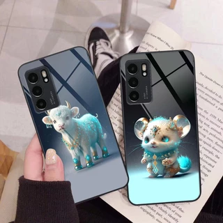 Ốp kính Oppo Reno6 / Reno6 Z 5G / Reno 6 hình 12 con giáp cực kỳ cute dễ thương đáng yêu