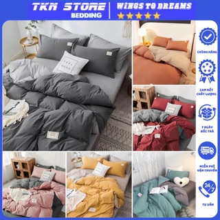 Bộ chăn ga gối cotton tici cao cấp phong cách Hàn Quốc đủ size đủ màu, ga gối cotton mềm mịn thấm hút mồ hôi TKN-store