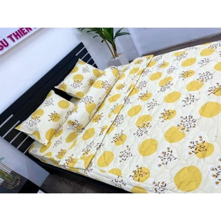 Drap Cotton 100%, ga trãi giường cao cấp chất vải dày thoáng mát in logo BI VÀNG