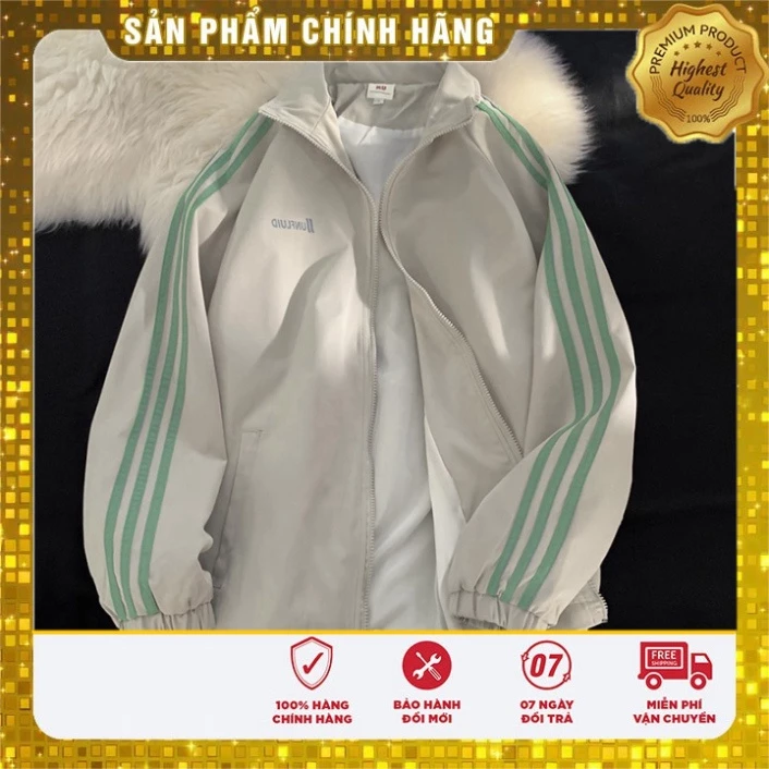 Áo Khoác Nhẹ giới tính Vải MeRo 2 Lớp Cổ Kiểu Dày - áo khóa ngoài 3 Sọc Nữ Chống Nắng, Mưa Gió, Gió cản nhiệt Xu thế 202