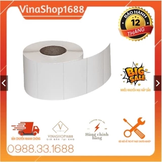 Decal giấy in tem nhãn 60x40 mm, cuộn 50m, 1 tem/hàng. Giấy thường cho máy mực-Vinashop 1688