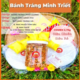 Combo bánh tráng phơi sương muối tôm hành phi bơ vàng trứng gà + tặng kèm lên đến 500gr