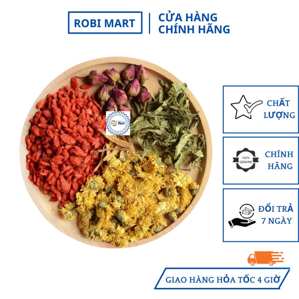 [1 gói dùng thử] trà hoa hồng ngũ vị đẹp da robimart (hoa hồng, cam thảo, kỷ tử, hoa cúc, cỏ ngọt)