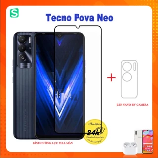 Kính Cường Lực Full Màn Hình Tecno Pova Neo + Dán Bảo Vệ Camera NANO chống xước chống bụi bẩn