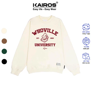 Áo sweater nỉ bông Kairos Whoville University form rộng dài tay