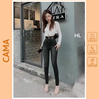 Quần jeans 2 nút lưng cao co giãn tôn dáng gọn eo bụng  màu siêu tây phong cách Hàn Quốc CAMASTORE M569