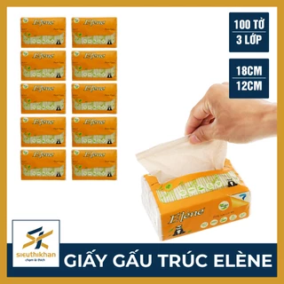 Set 10 gói giấy ăn gấu trúc elene rút nhỡ chính hãng, kích thước 18x12cm