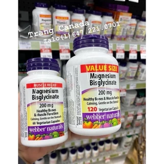 (Bill ảnh cuối )Viên uống bổ sung Magnesium Bis-Glycinate 200mg của Webber Canada