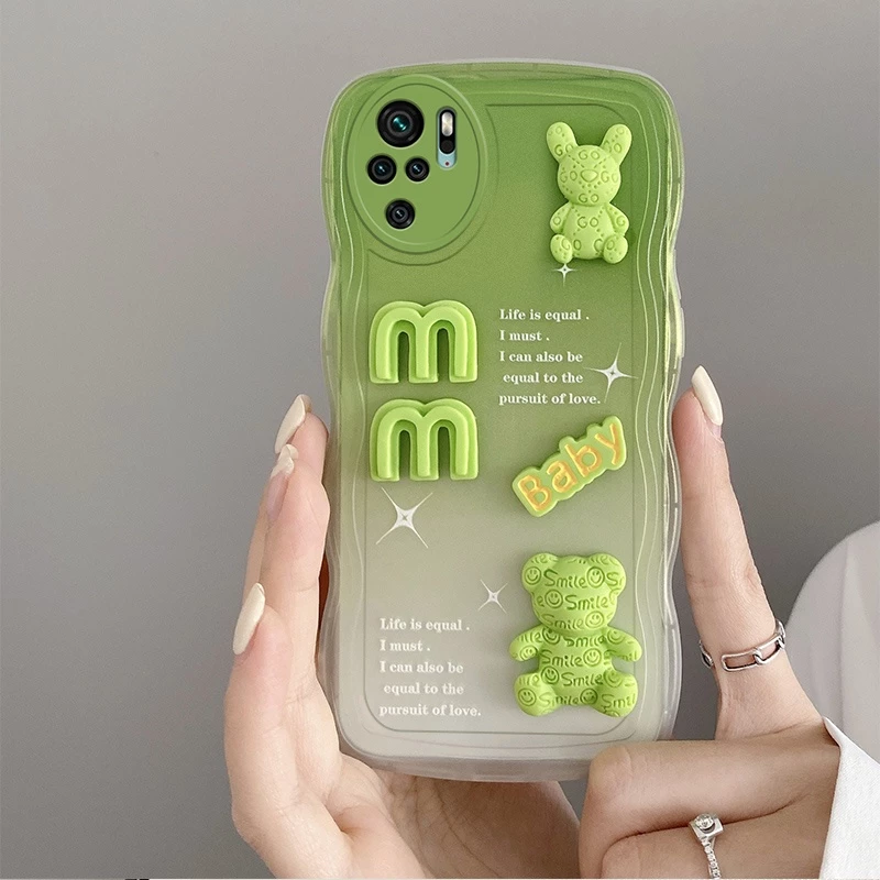 3D Bear Wavy Phone Case Xiaomi Poco X3 X3 Pro X3 NFC Mi 12 12 Pro Mi 10 Poco X3 GT Poco F3 Poco M3 Pro 5G Poco M4 Pro 5G Redmi Note 10 10s Redmi Note 11 11s Lens Protective Cover