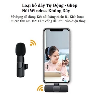 Micro thu âm không dây cài áo K8 - K9, - Khử Tiếng Ồn Cao Cấp - Khoảng Cách 20m - Chính Hãng HD DESIGN