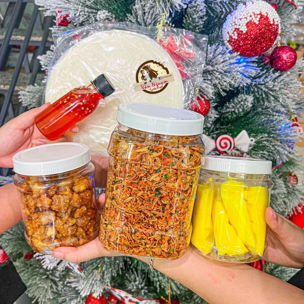 Combo SIZE ĐẠI TÓP MỠ TẶNG SỐT TẮC bánh tráng phơi sương 500gr,tóp mỡ 250gr,  muối tép hành phi 500gr, bơ 300gr