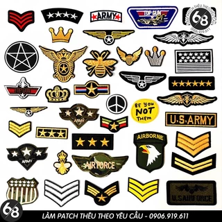 Sticker ủi nhiệt thêu logo hình US quân quốc huy đầu súng độc đáo - Patch ủi quần áo balo H60