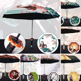 Anime Demon Slayer Umbrella Cartoon Cosplay Tomioka Tanjirou Zenitsu 8 Ribs Umbrella Protect Sun Rain Large Umbrella Excellent Water Repellency