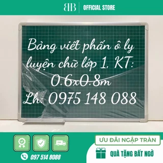 Bảng Từ Xanh Kẻ Ô Ly Tiểu Học, KT: 60x80cm, Mặt Bảng Chuẩn Korea Barun - Banggicungco - Tặng Kèm Full Bộ Quà Tặng