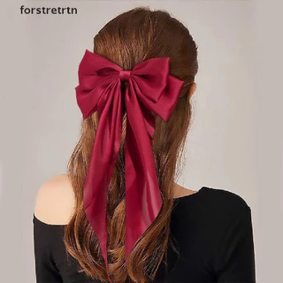 forstretrtn Elegant Bow Ribbon Hair Clip Fashion Simple Solid Sa Spring Clip Hair Pin Retro Headband With Clips Girls Hair Accessories Fashion Hair Clip EN