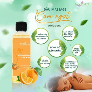 Tinh dầu massage body cam ngọt Tinh Dầu 100 thư giãn. Dầu matxa toàn thân giảm mệt mỏi cho nam và nữ chai 200ml