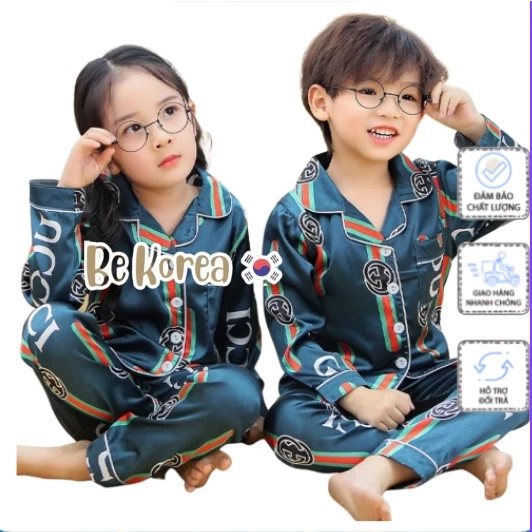 Đồ Bộ Pyjama Cho Bé In Gu Chì Cực Xinh, Bộ Đồ Ngủ Cho Bé Từ 7-28Kg - BE KOREA