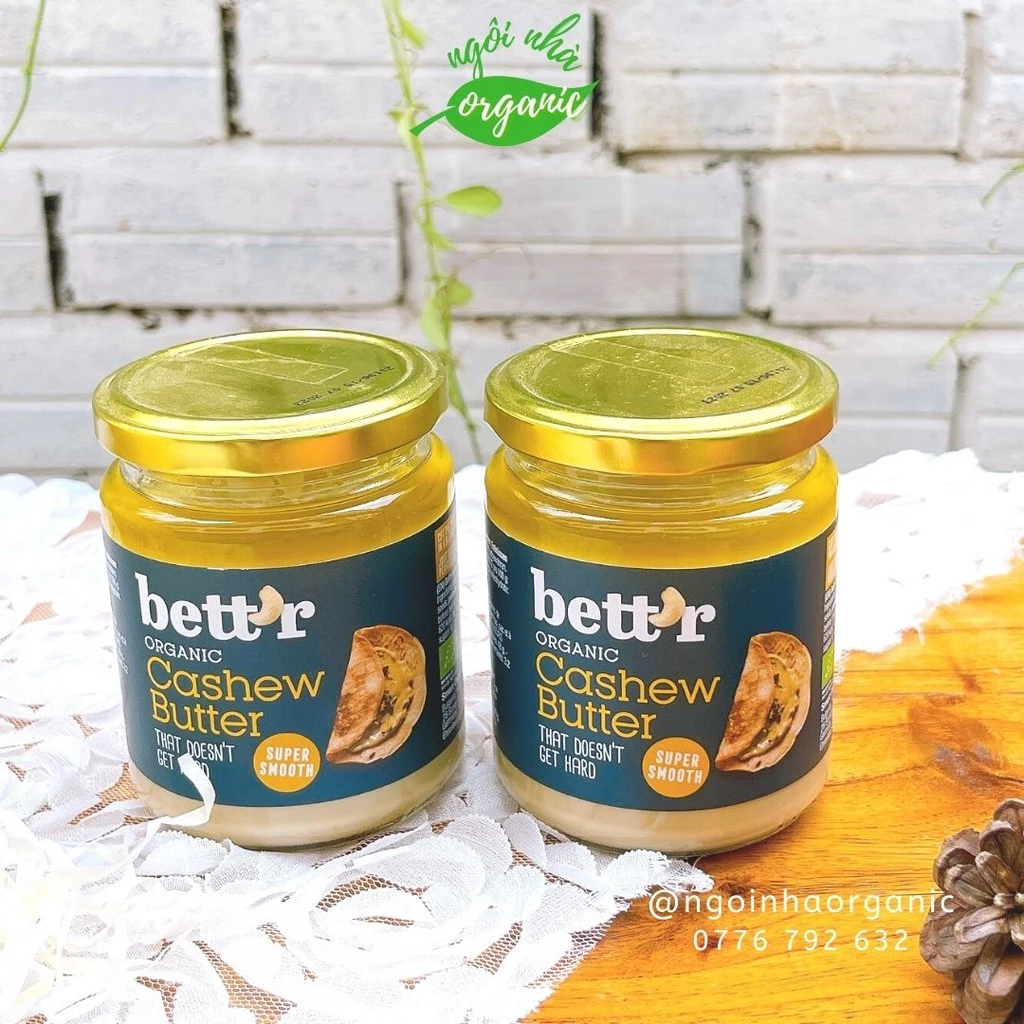 Bơ cacao hạt phỉ/hạt điều/đậu phộng hữu cơ Bett'r 250g